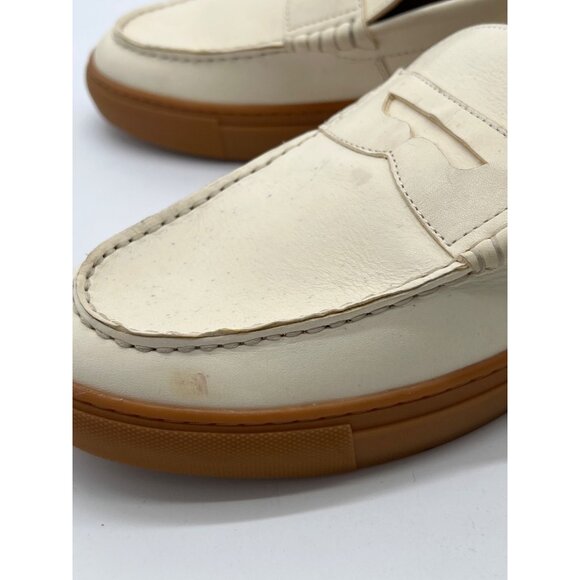 G.H. Bass Mens White Leather Penny Loafers With Gum Sole Size 8 - Picture 12 of 13